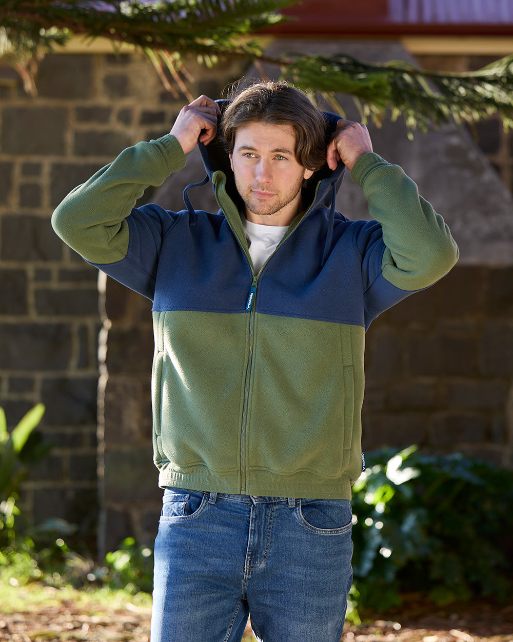 Eros Hooded Sherpa Fleece in Bay Blue