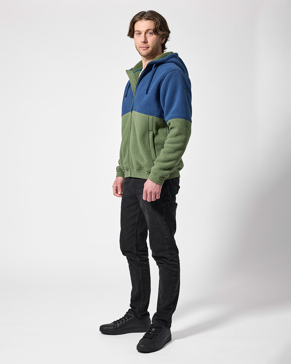 Eros Hooded Sherpa Fleece in Bay Blue