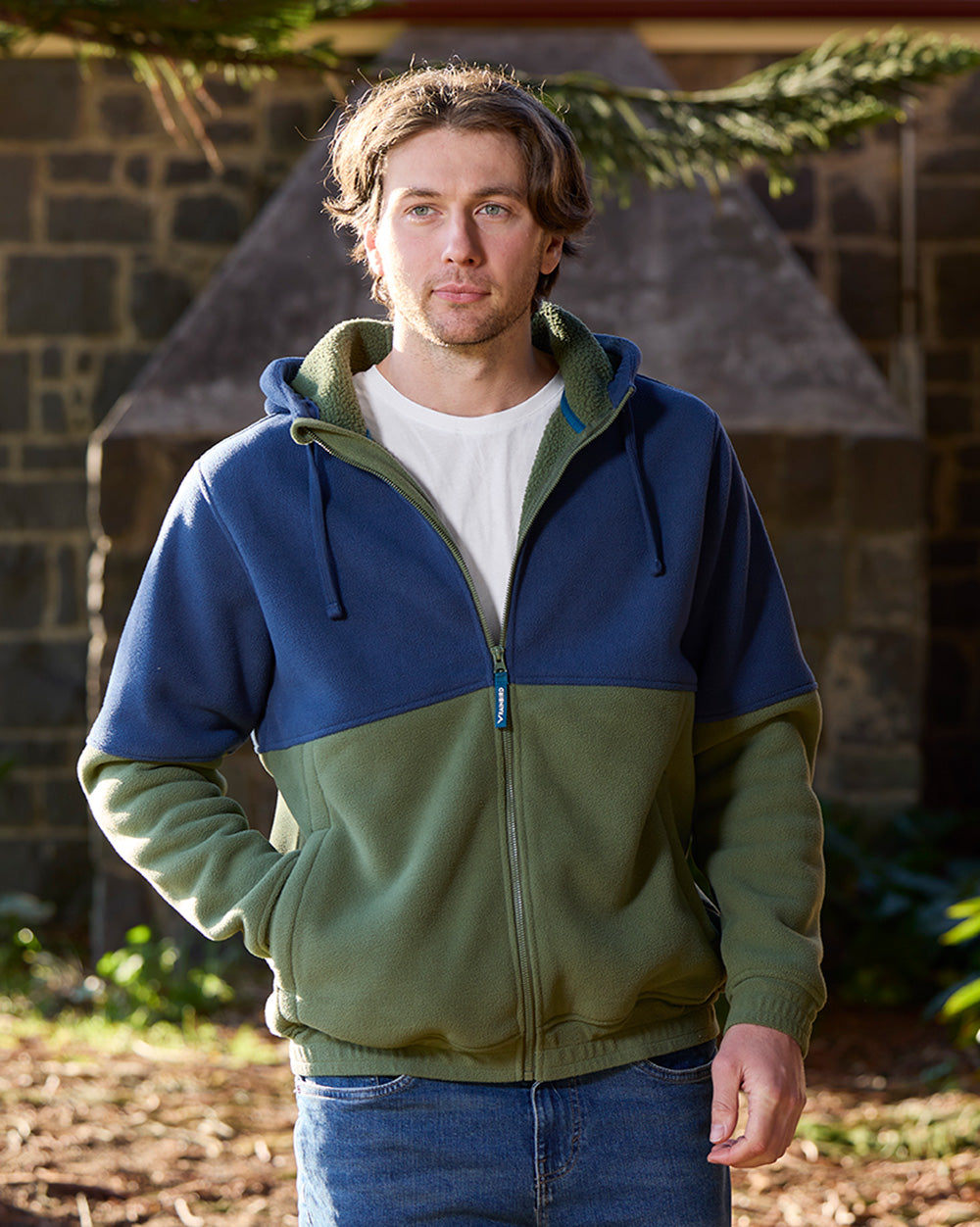 Eros Hooded Sherpa Fleece in Bay Blue